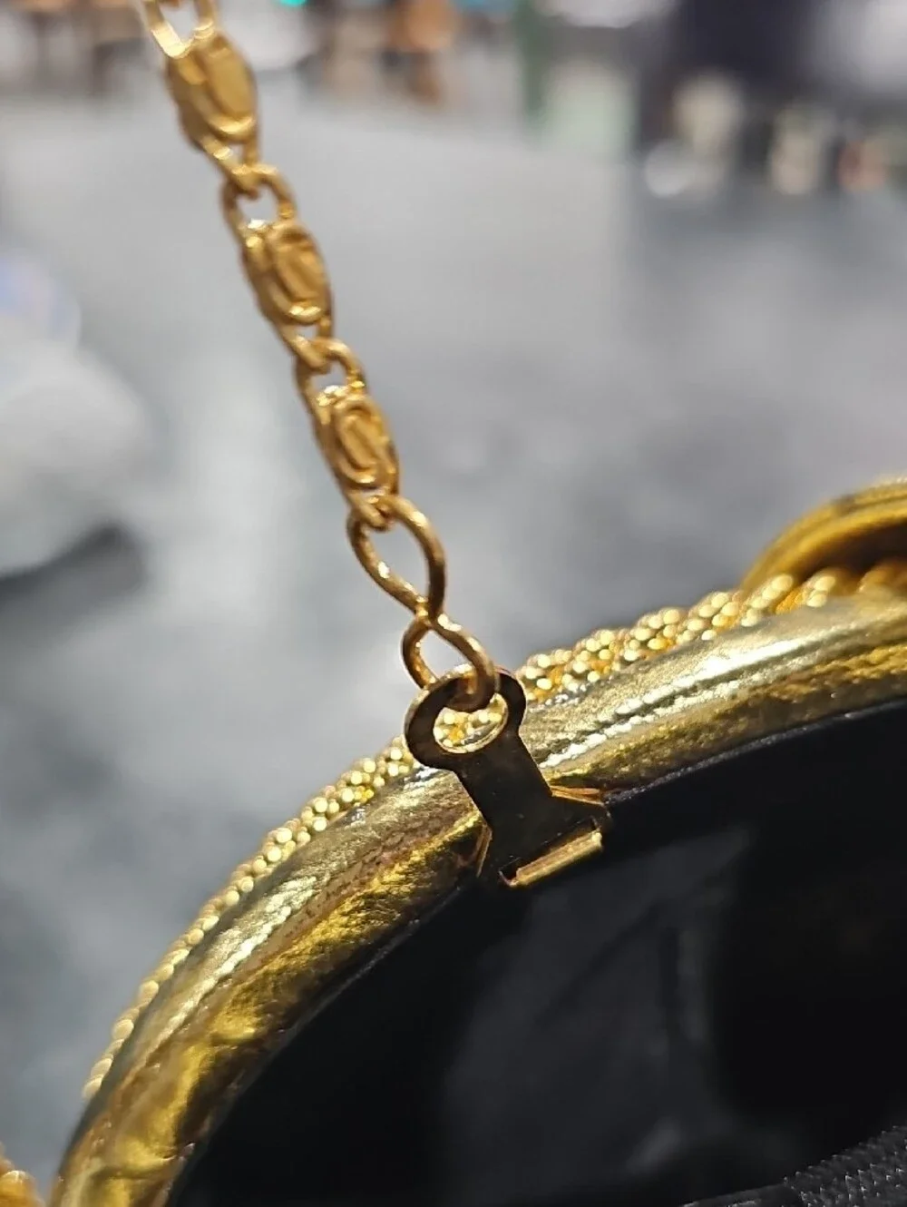 Gold Beaded Oval Evening Clutch - Women Bags